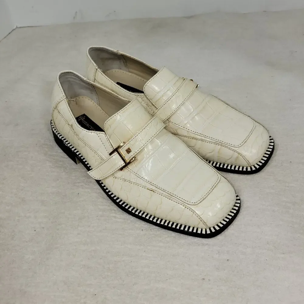 Stacy Adams Shoes Mens Sz 7M Biege Leather Workwear Business Dress Crocodile